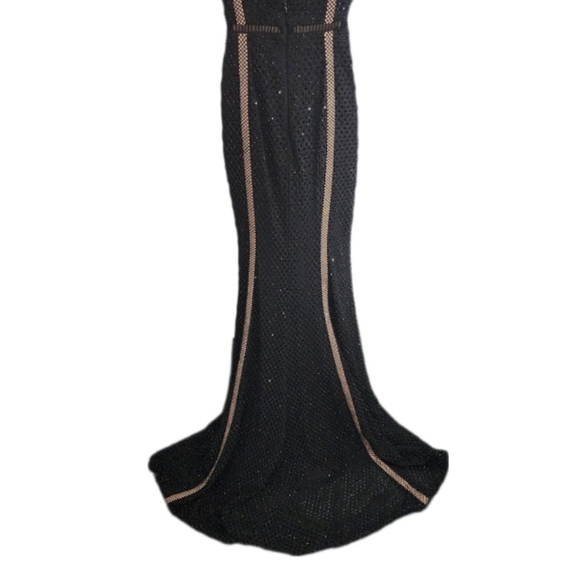 ALYCE PARIS Beaded Full Plunge Neckline Sleeveless Full Length Gown Black Size 2 - Picture 10 of 14